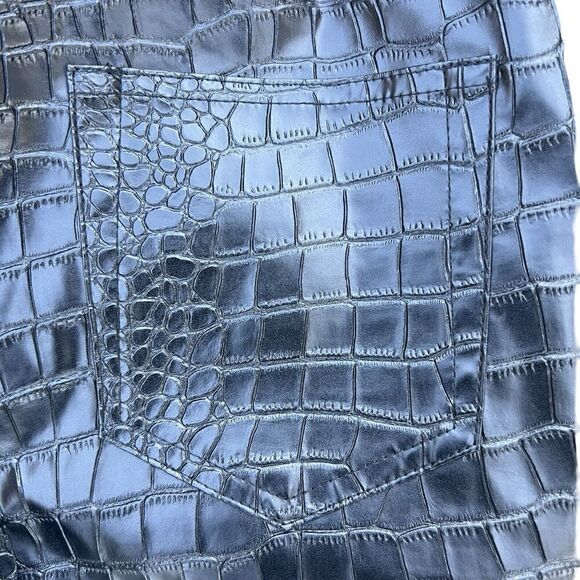 Women's Black Crocodile Skin Skinny Leather Pants - Stylish And Chic Design NWT - Picture 10 of 17